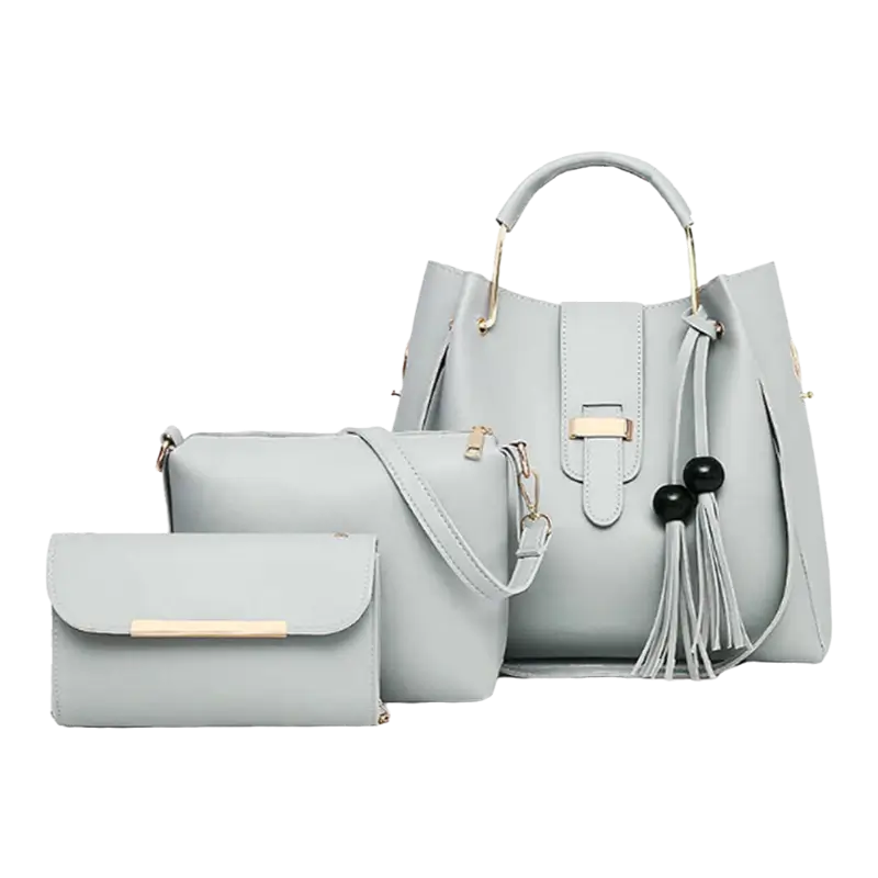 Alexa 3-piece grey handbag set for women