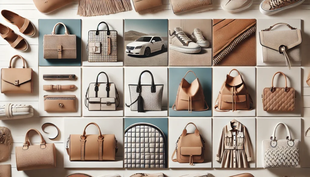 Collection of beige fashion accessories and shoes