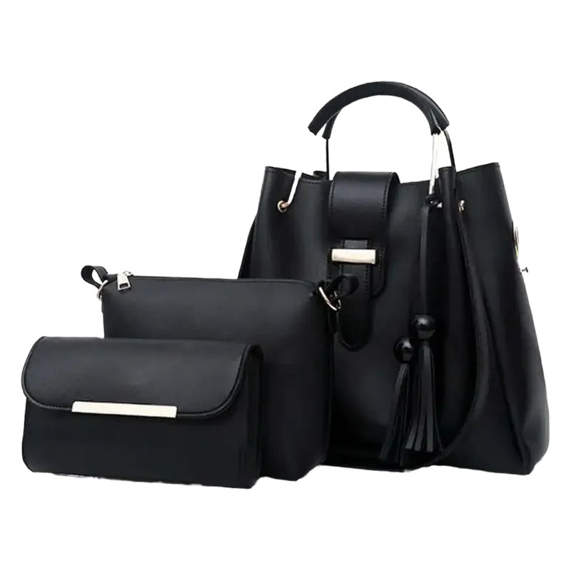 Alexa 3-piece black handbag set for women
