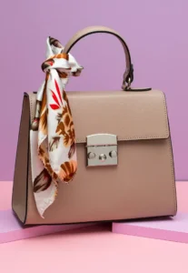 beige scarf top handle satchel
