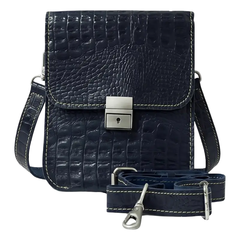 Leather Crocodile Black Crossbody Bag for Women